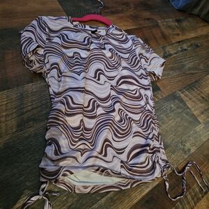 SHEIN Brown Swirl Short Sleeve Top